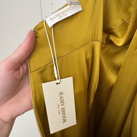 Ramy Brook- NWT Gold Stripe Metallic Cross Front Sleeveless Maxi Cocktail Dress - Picture 3 of 6